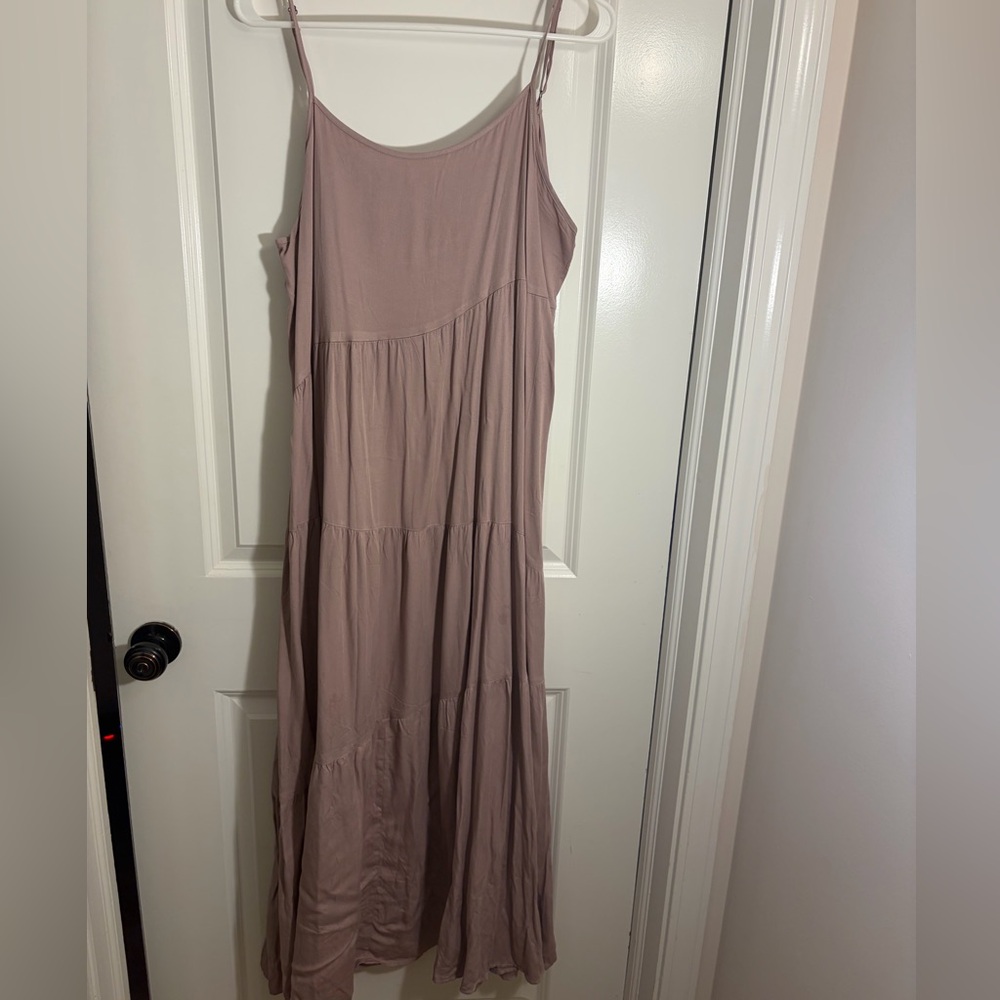 Chic Mauve Asymmetric Tiered Maxi Dress